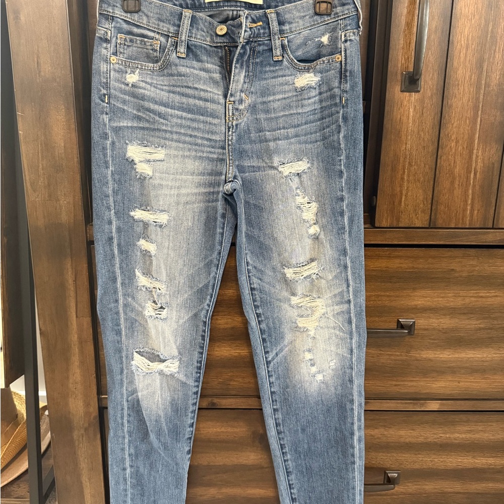 Abercrombie & Fitch Light Blue Distressed Skinny Jeans